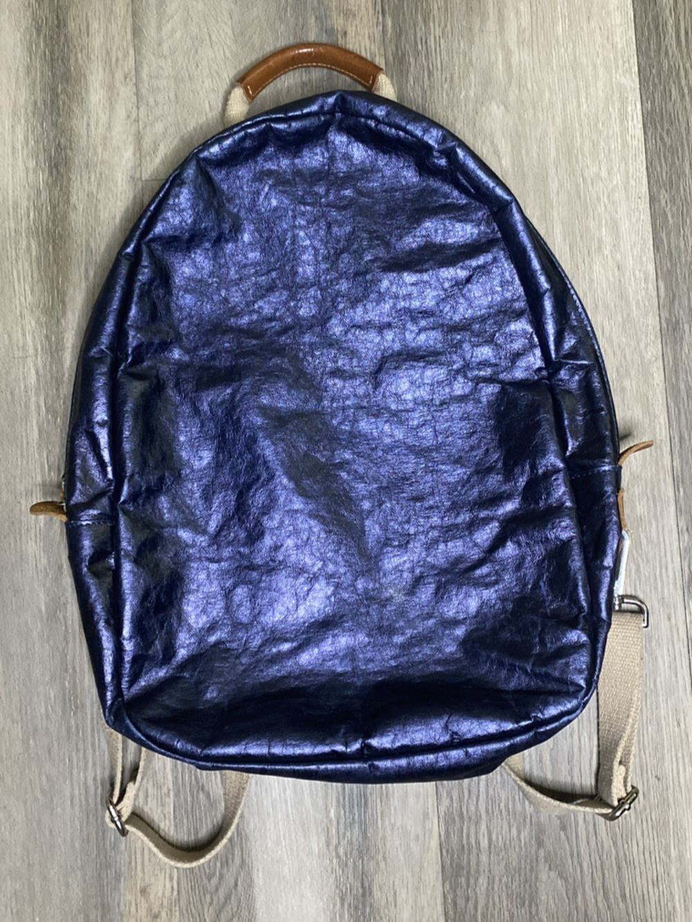 Uashmama Memmino Backpack Petrolio Navy Blue Washable Paper Leather Italy Medium